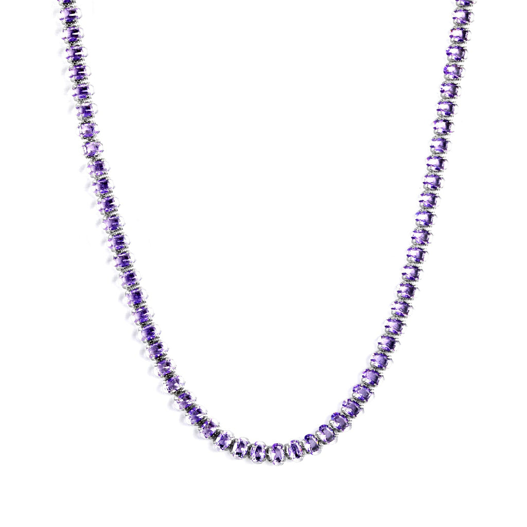 Oval Multicolor Diamond Clasp Necklace