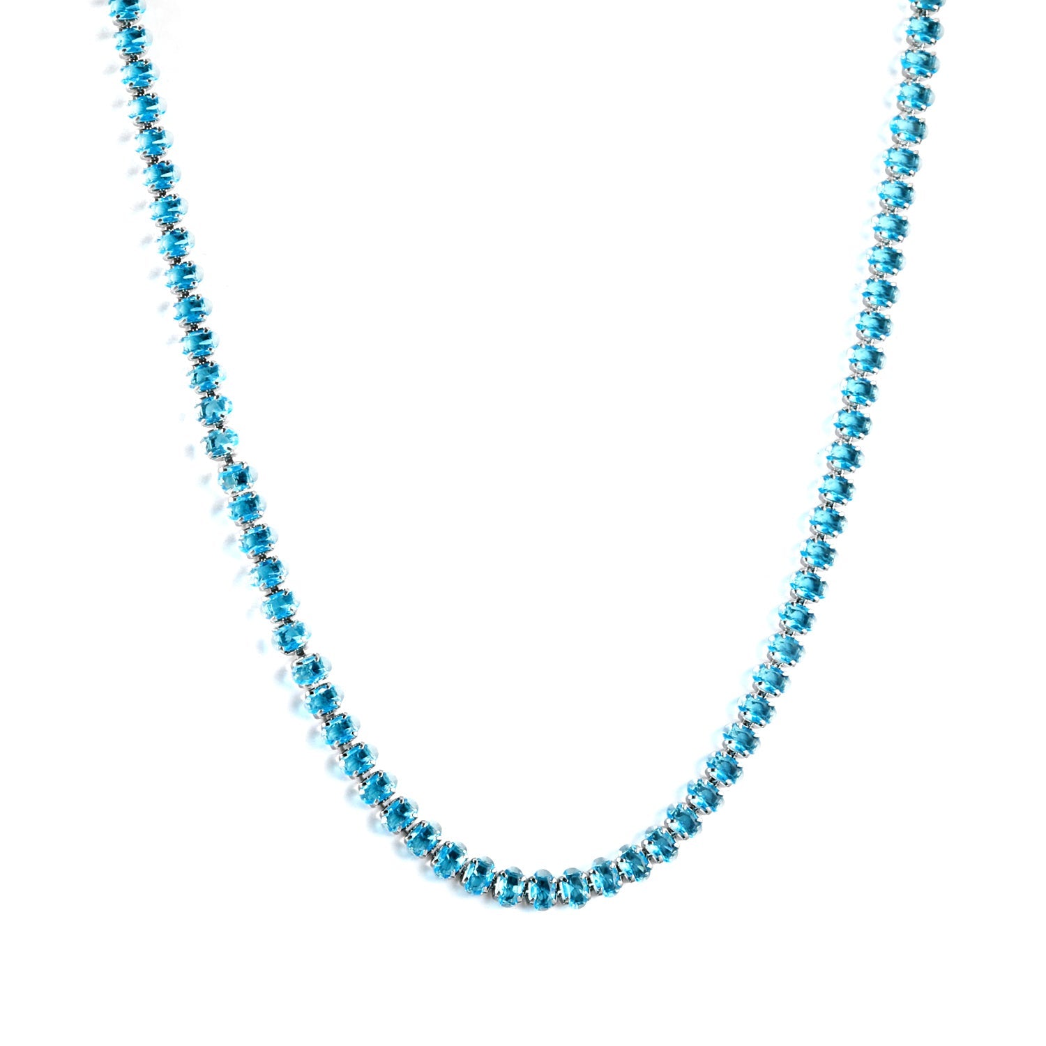 Ovale veelkleurige diamanten sluiting ketting