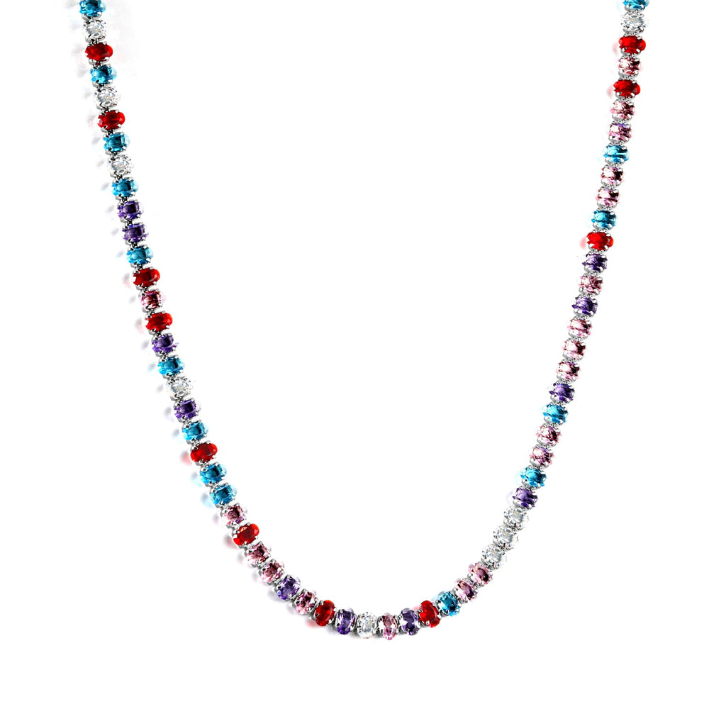 Oval Multicolor Diamond Clasp Necklace