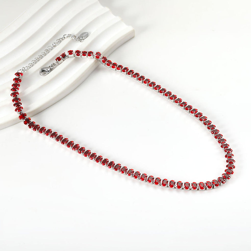 Oval Multicolor Diamond Clasp Necklace