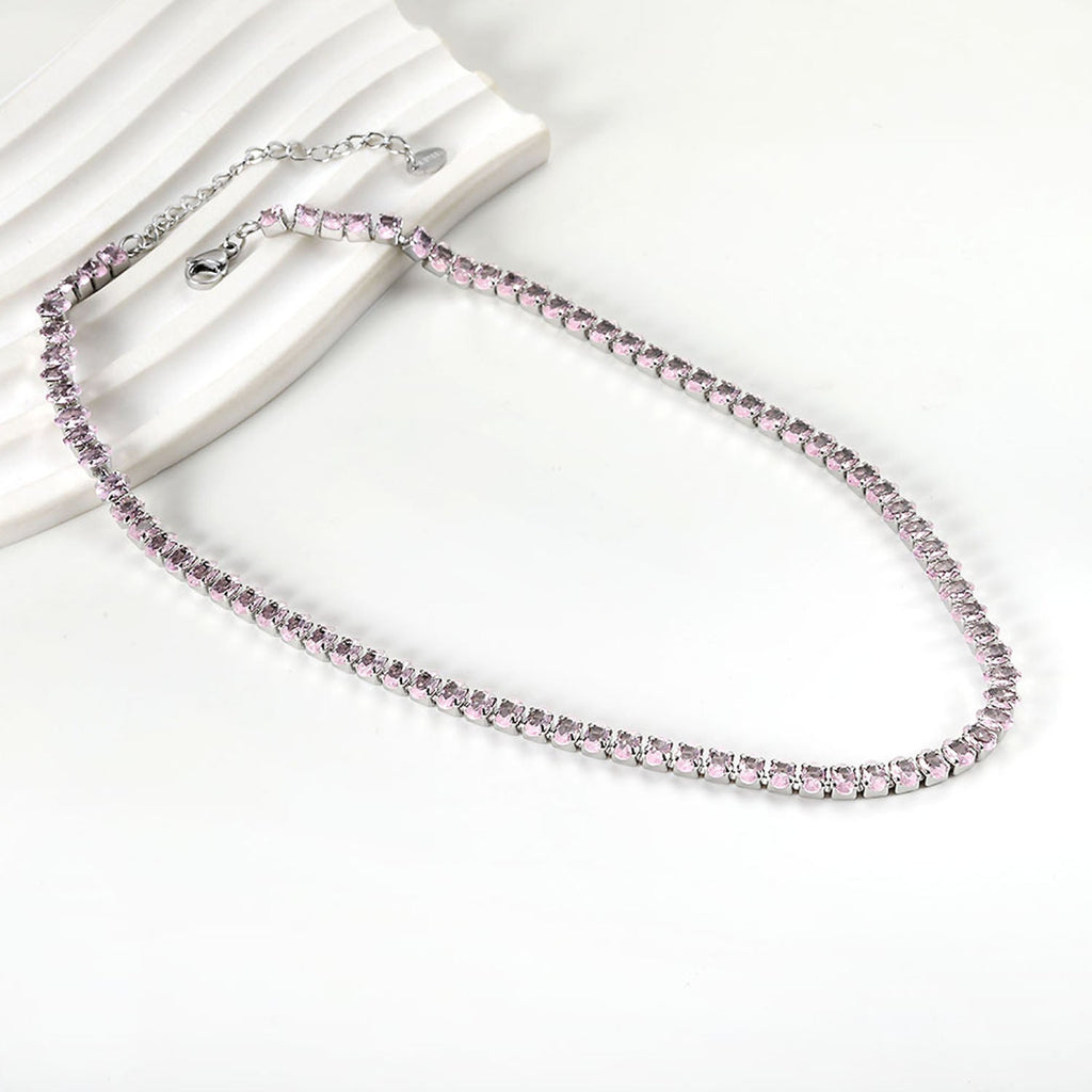 Oval Multicolor Diamond Clasp Necklace