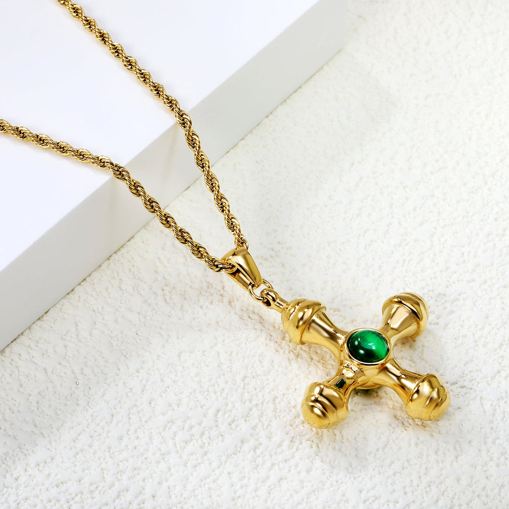 Kruisbruine kattenoog hanger ketting