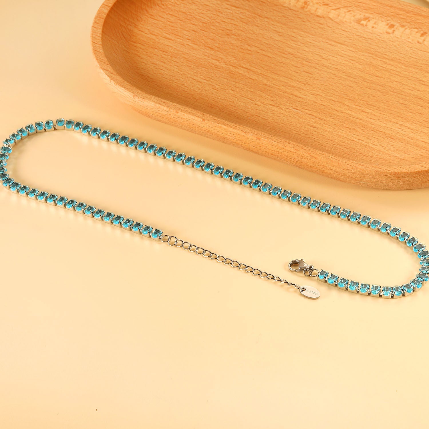 Ovale veelkleurige diamanten sluiting ketting