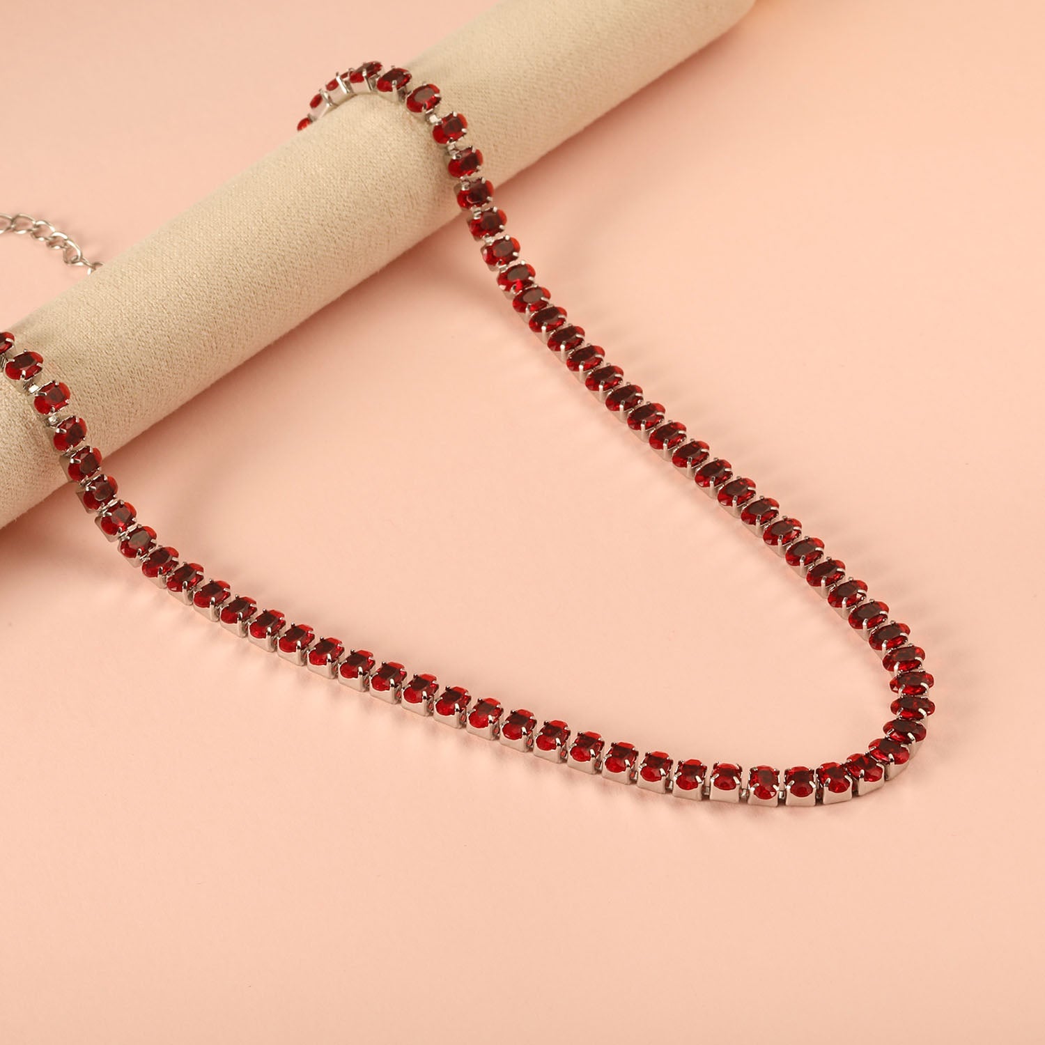 Ovale veelkleurige diamanten sluiting ketting