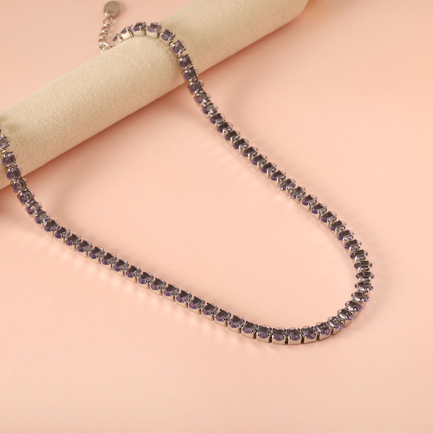 Ovale veelkleurige diamanten sluiting ketting