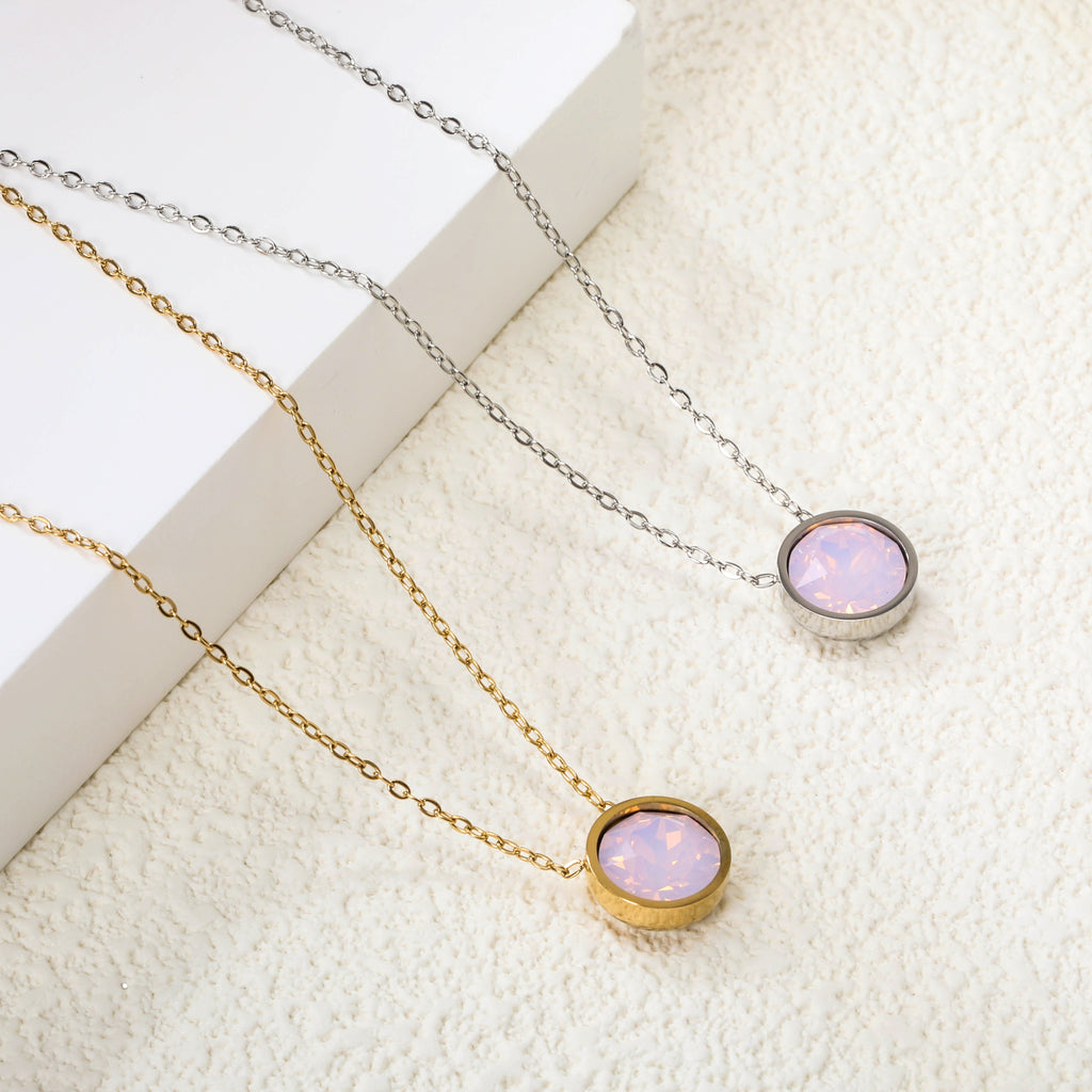 Ronde veelkleurige opaal hanger ketting