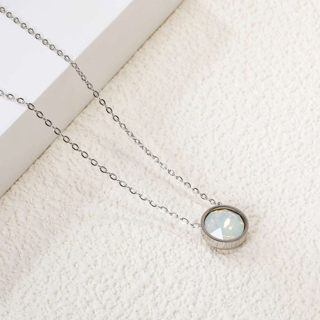 Ronde veelkleurige opaal hanger ketting