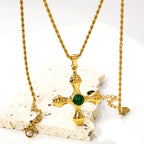 Kruisbruine kattenoog hanger ketting