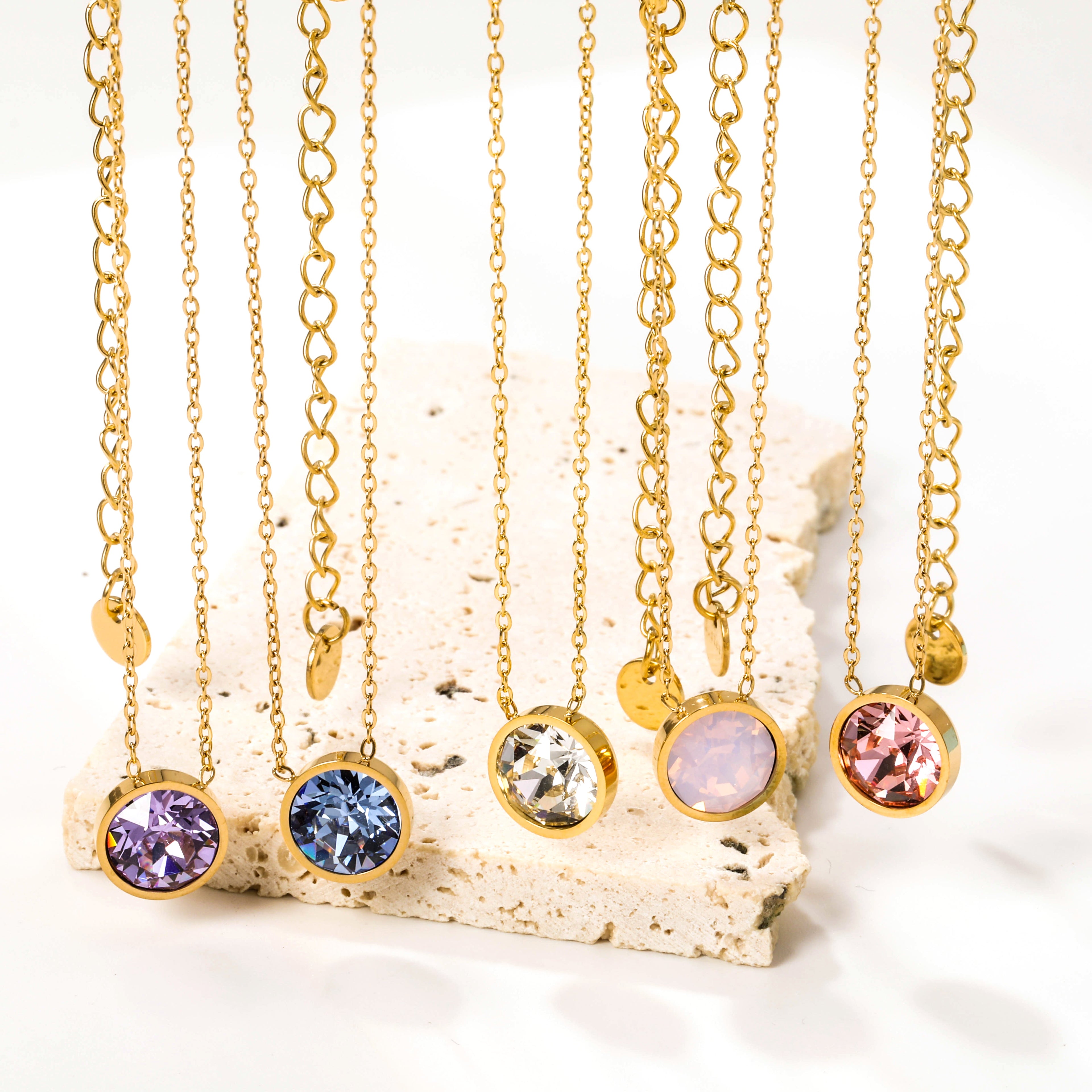 Ronde veelkleurige opaal hanger ketting