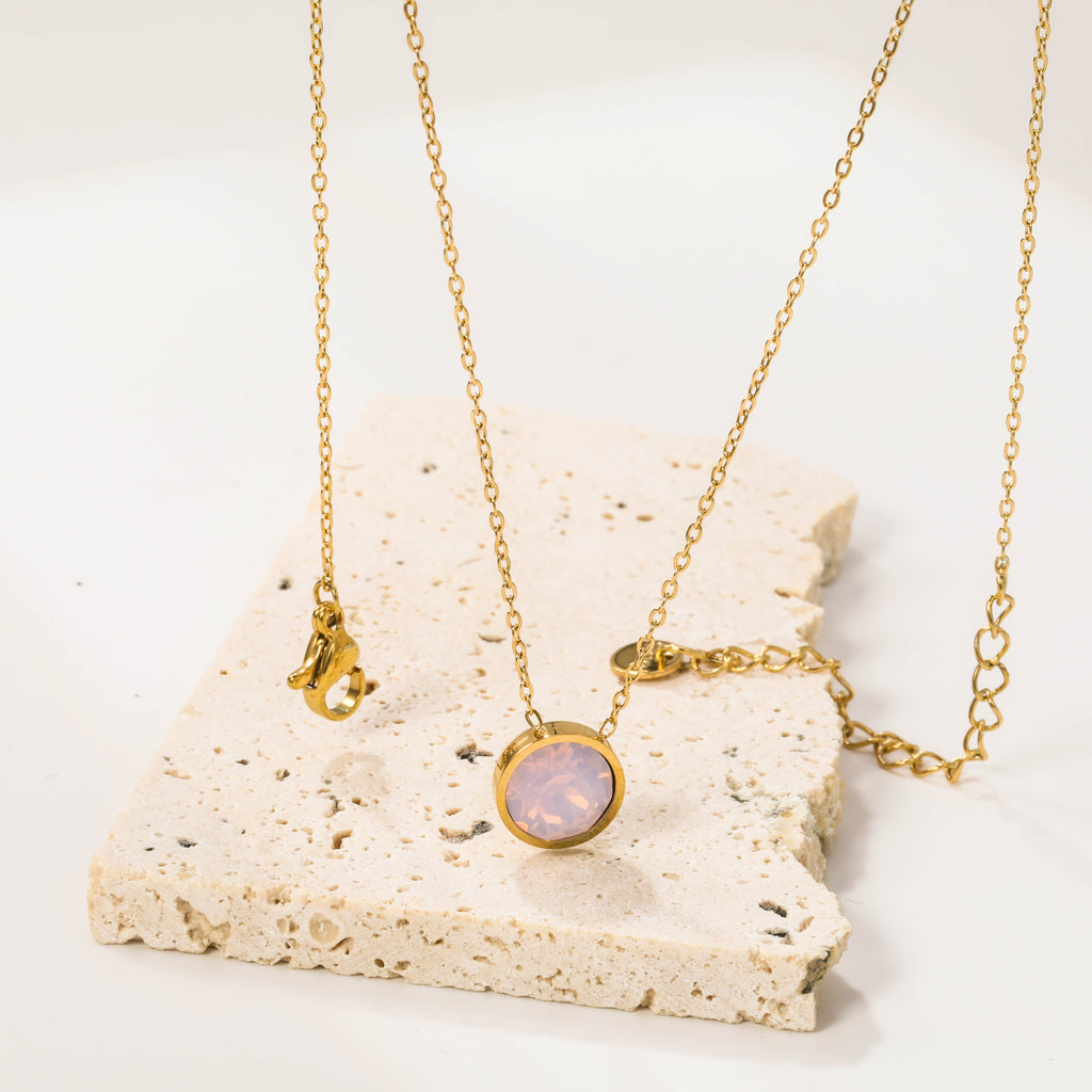 Ronde veelkleurige opaal hanger ketting