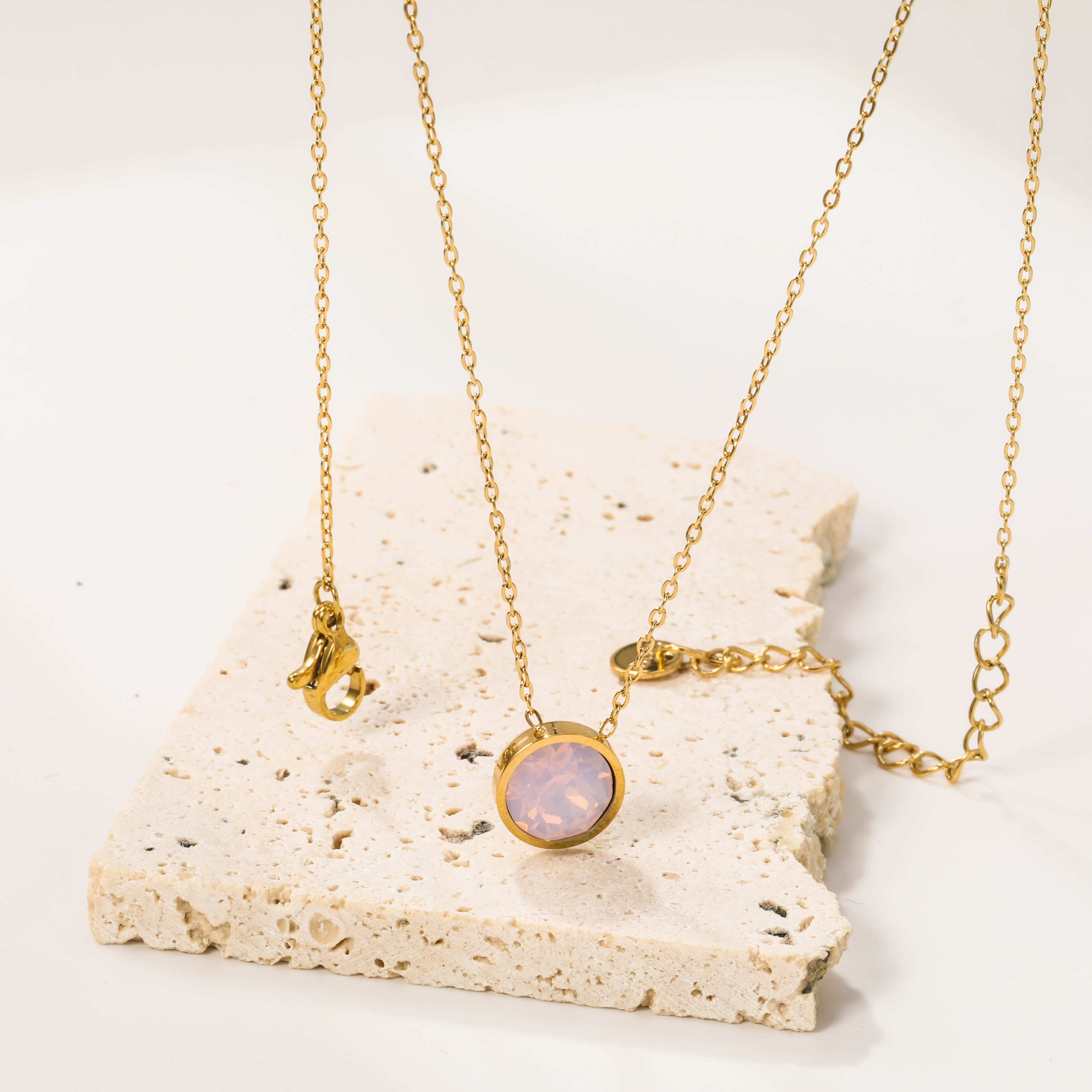 Ronde veelkleurige opaal hanger ketting