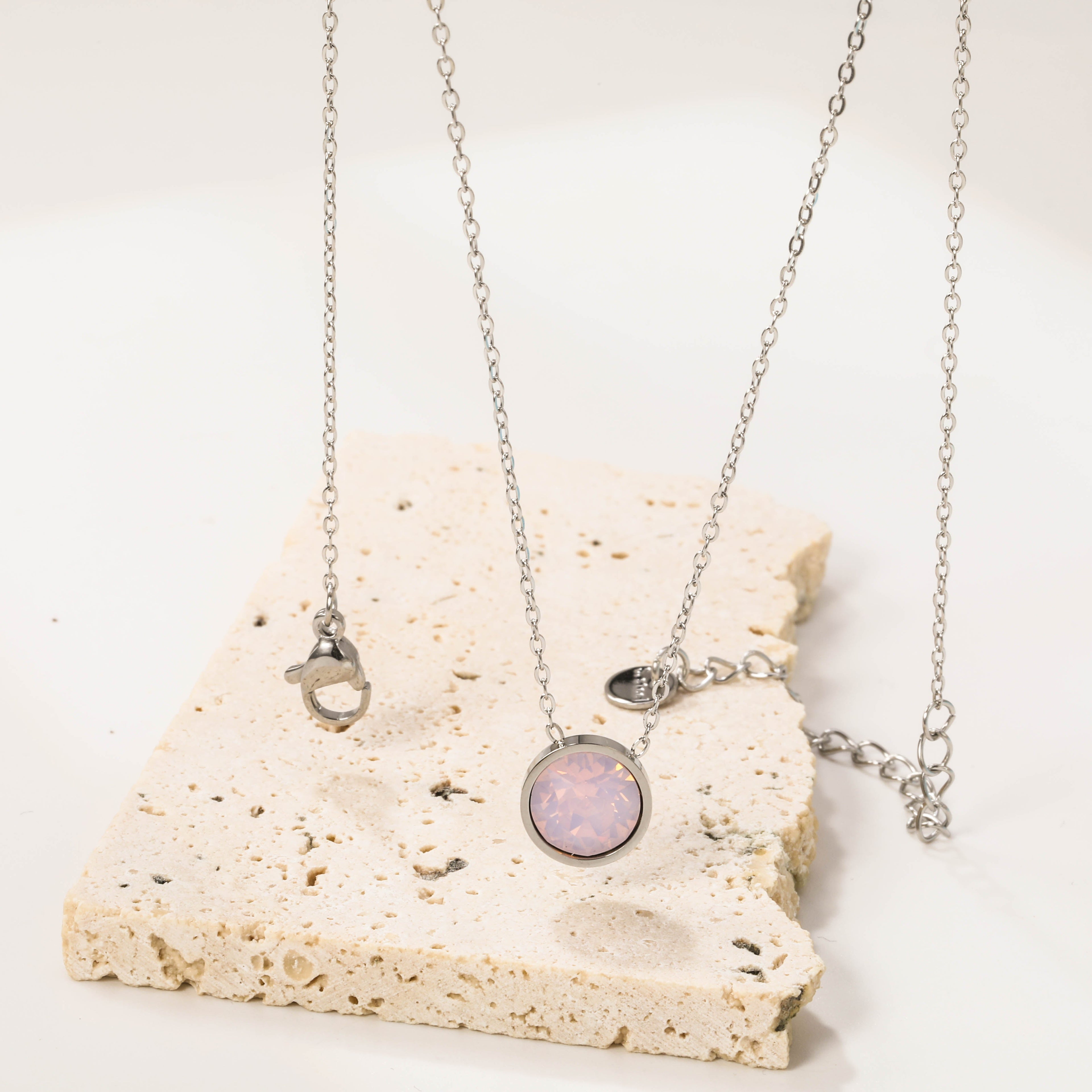 Ronde veelkleurige opaal hanger ketting