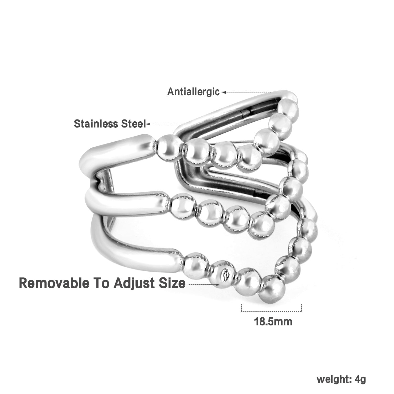 V-vormige retro roestvrijstalen ring