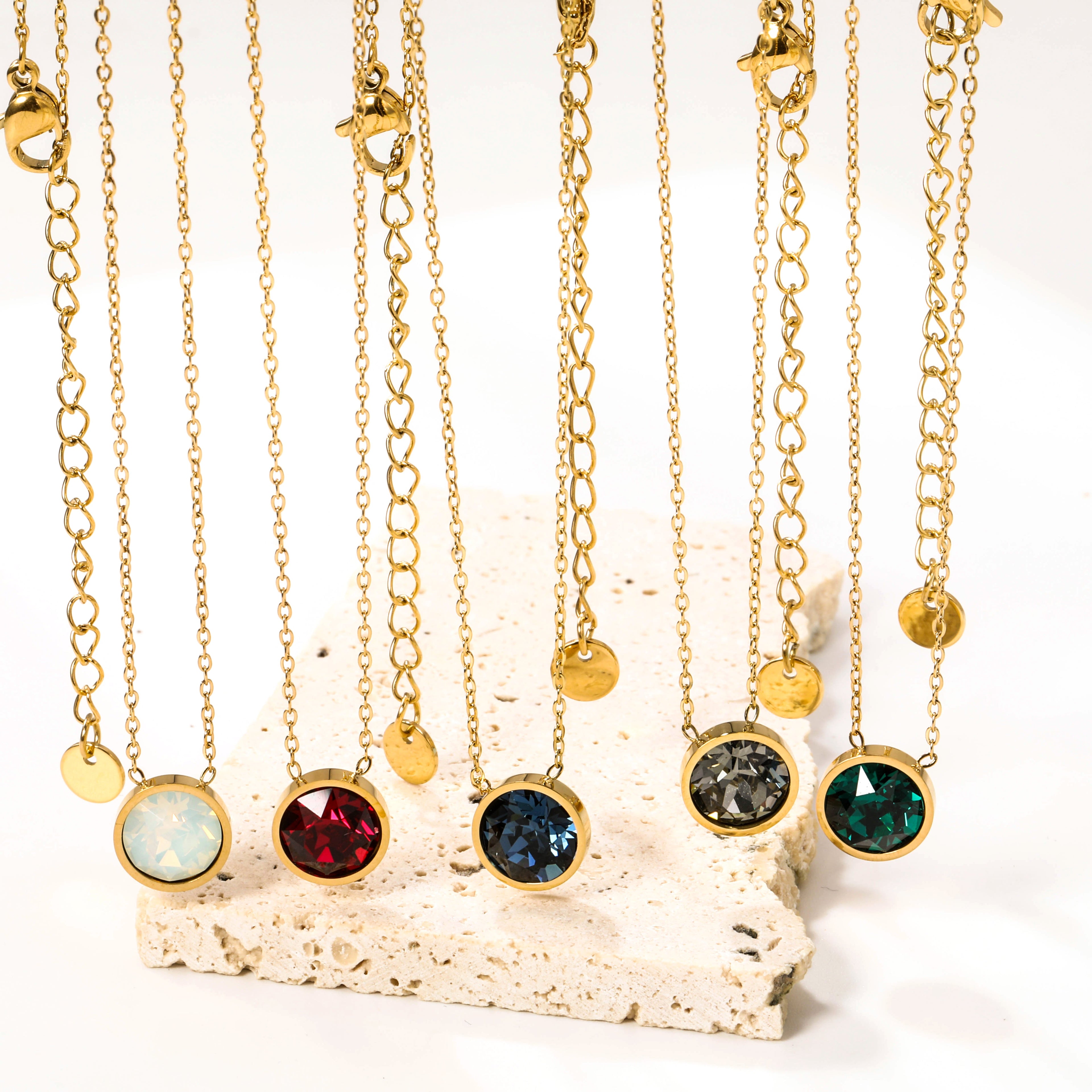 Ronde veelkleurige opaal hanger ketting