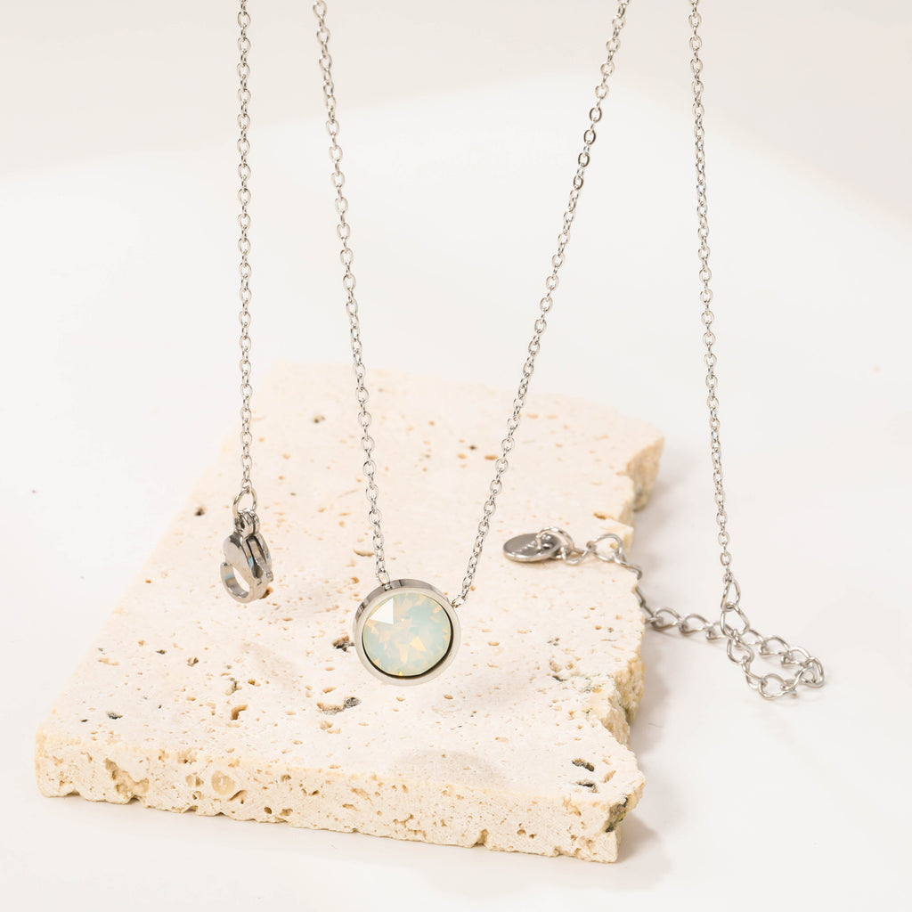 Ronde veelkleurige opaal hanger ketting