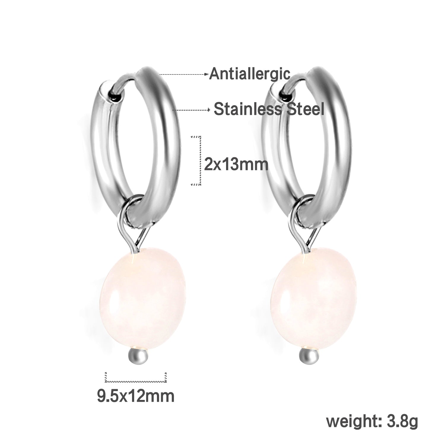 3 kleuren natuursteen oorbellen