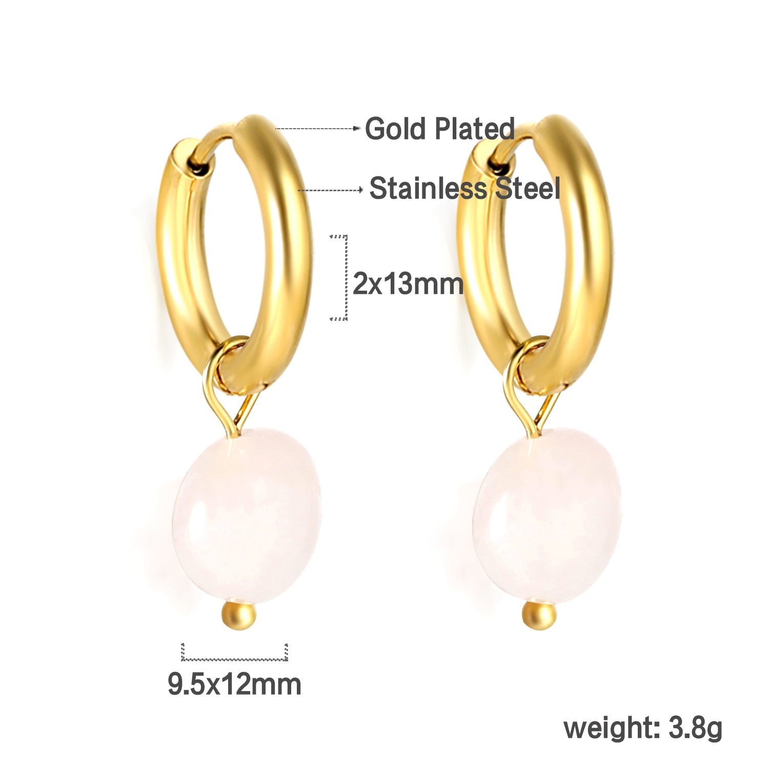 3 kleuren natuursteen oorbellen