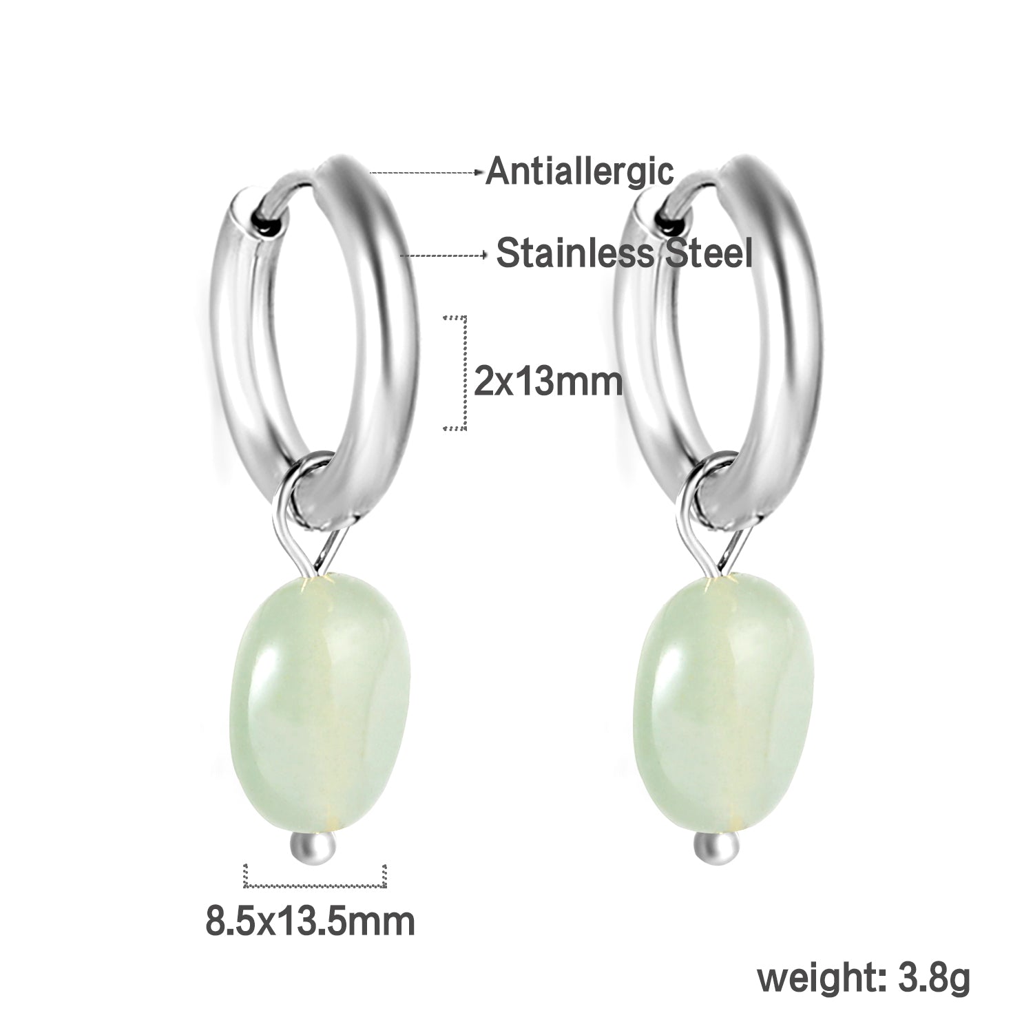 3 kleuren natuursteen oorbellen