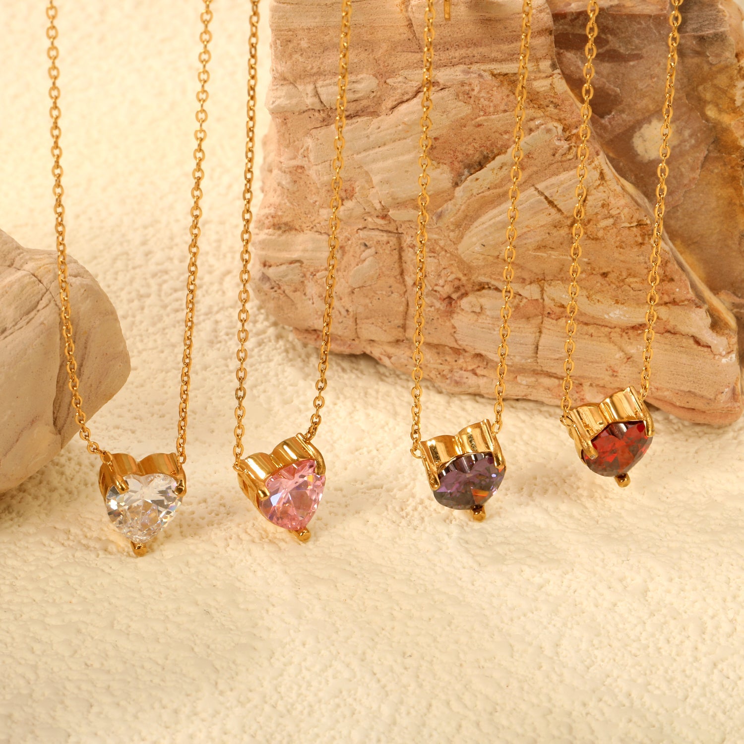 Hartvormige zirkoon hanger ketting