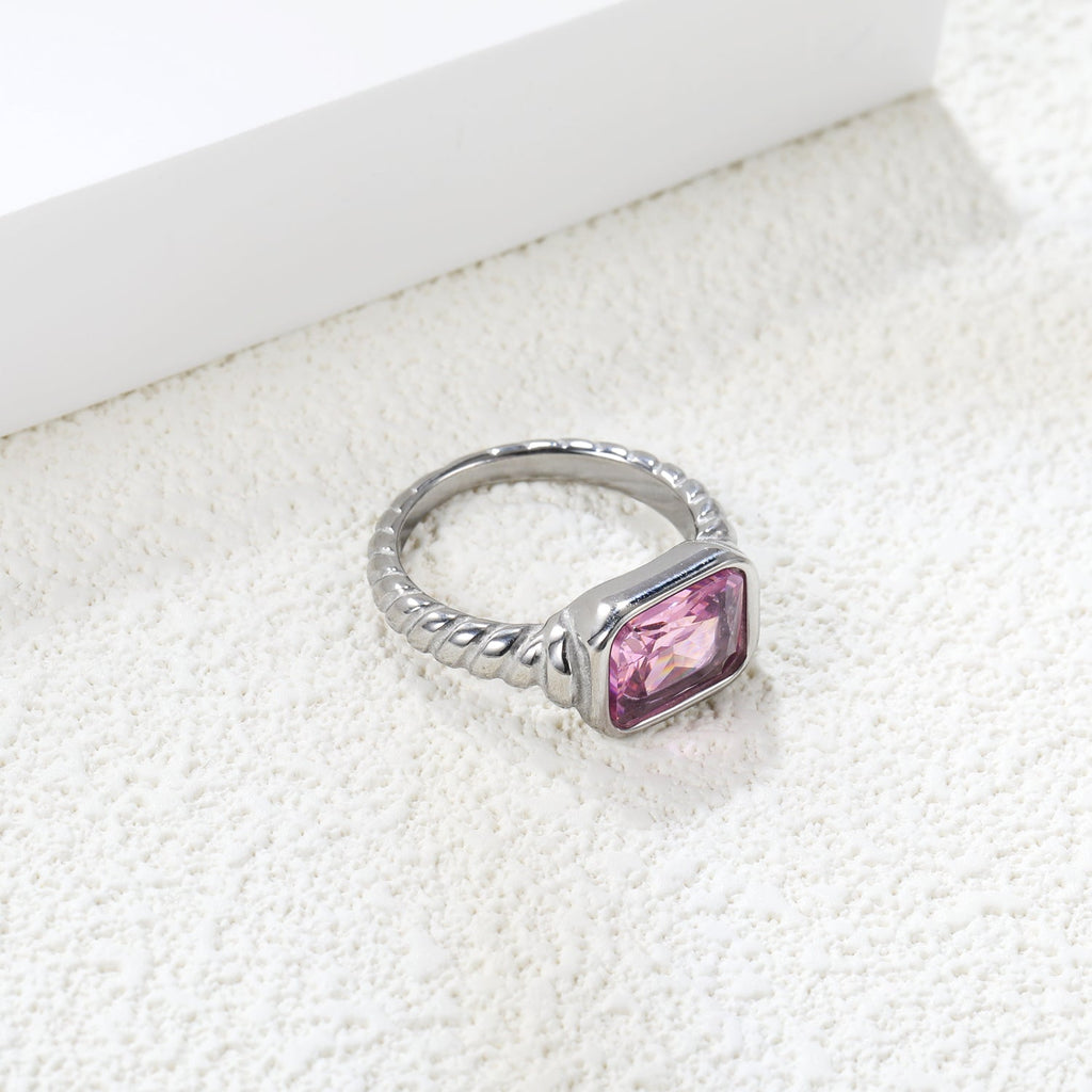 Oversized roze diamanten ring met schroefdraad