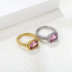 Oversized roze diamanten ring met schroefdraad