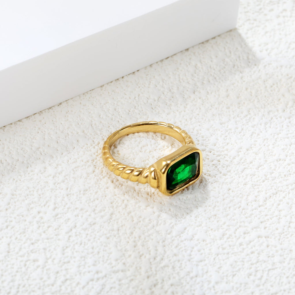 Oversized groene diamant-schroefbandring