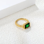 Oversized groene diamant-schroefbandring