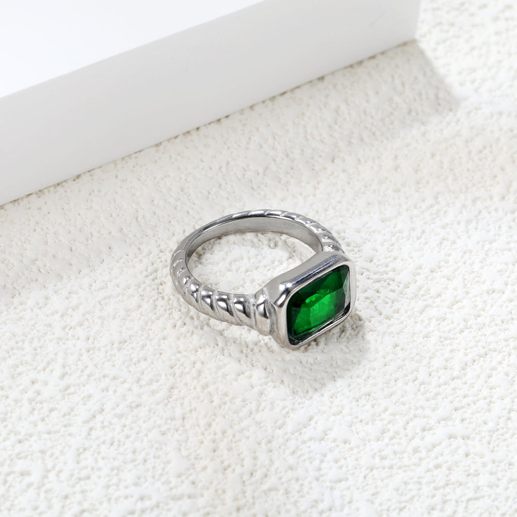 Oversized groene diamant-schroefbandring