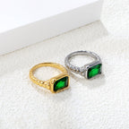 Oversized groene diamant-schroefbandring