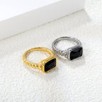 Oversized zwarte diamant ring met schroefdraad