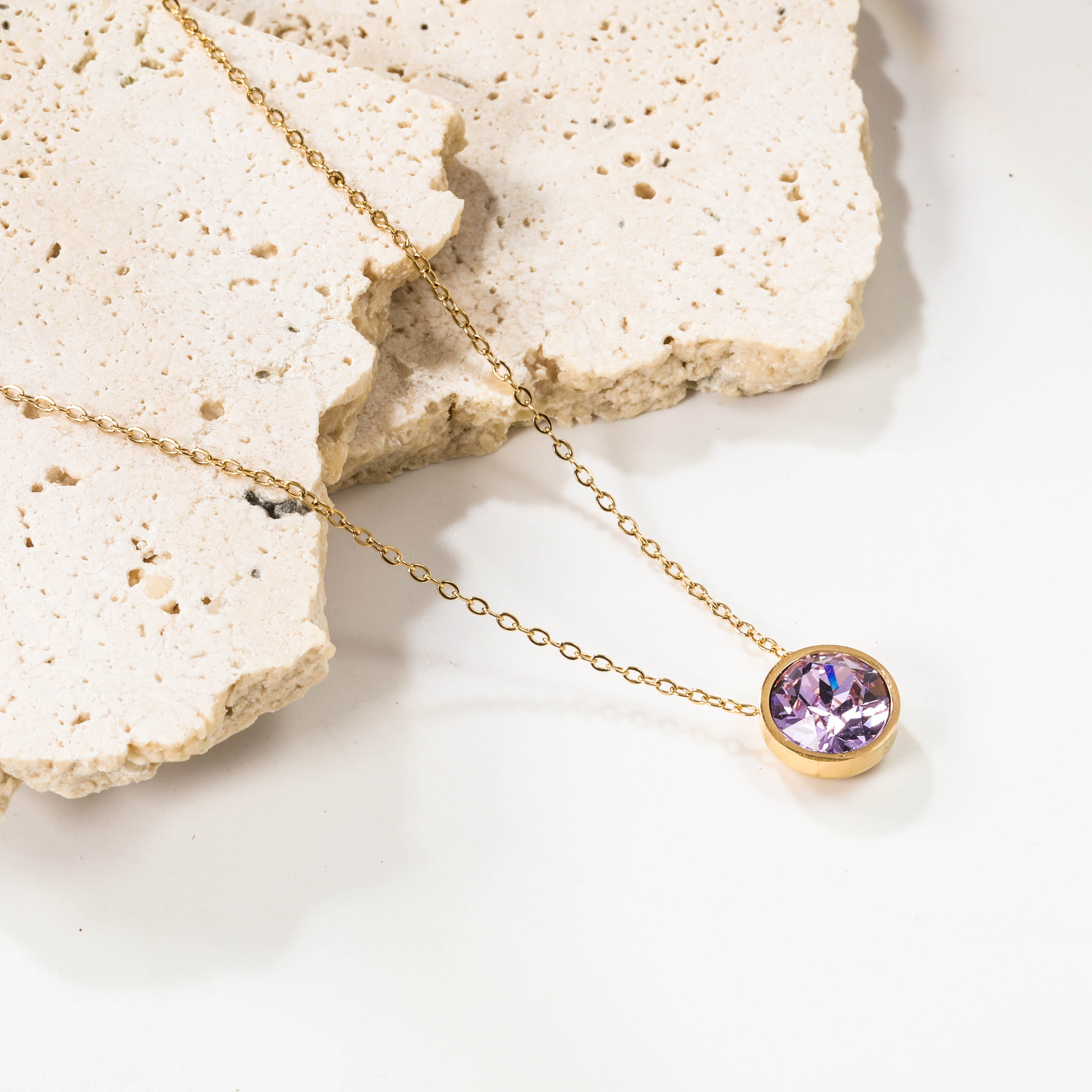 Ronde veelkleurige opaal hanger ketting