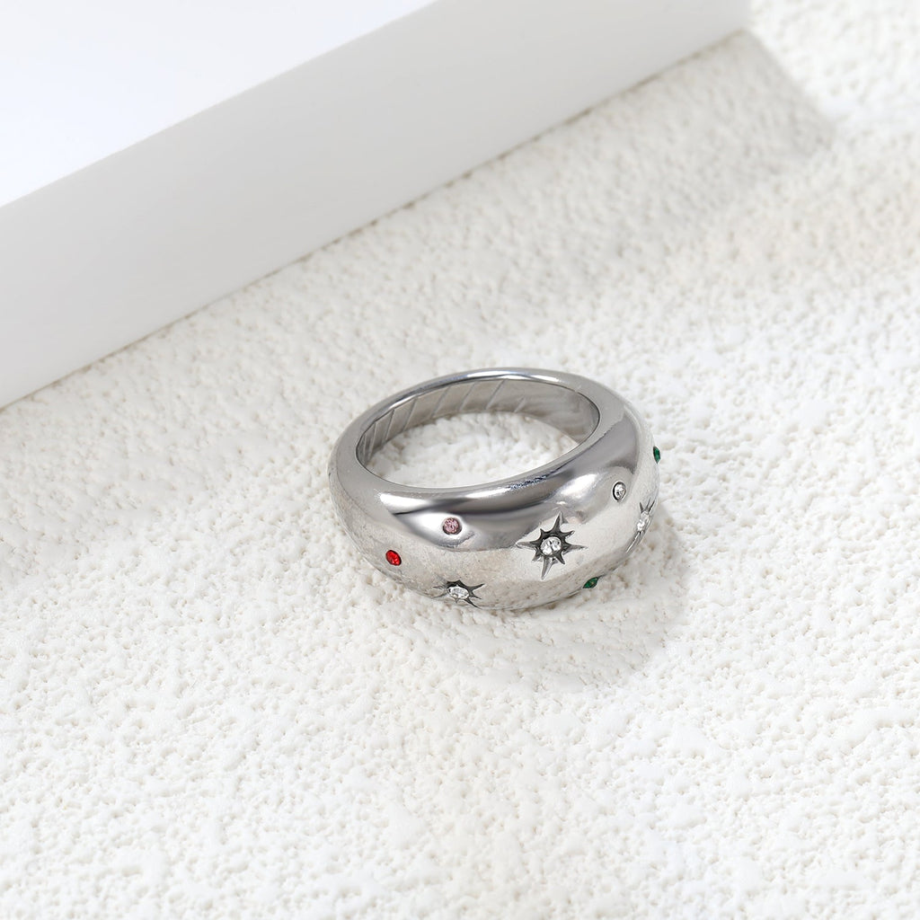 Overdreven gemengde kleur diamanten ring