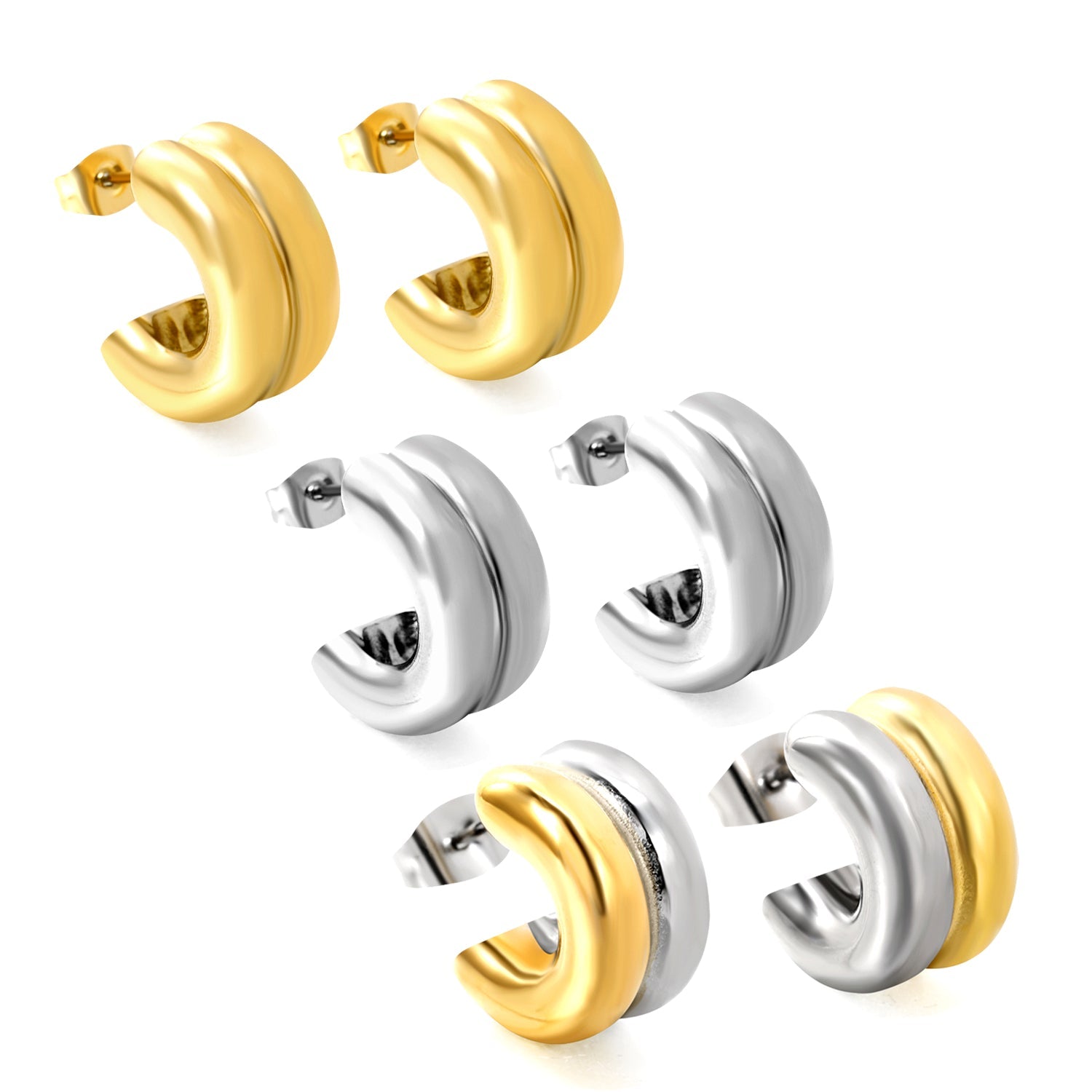 Dubbele C-vormige hoepeloorbellen