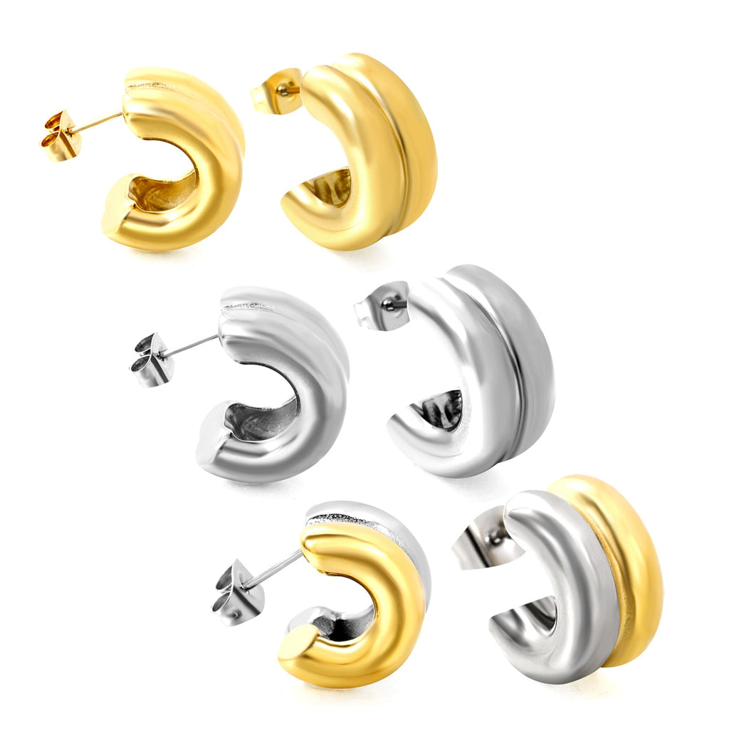 Dubbele C-vormige hoepeloorbellen