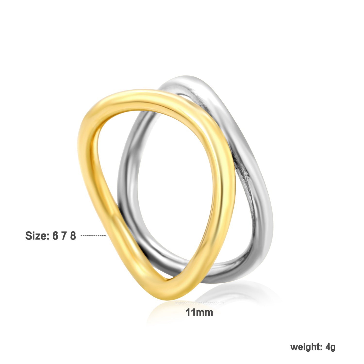 Tweekleurige gebogen in elkaar grijpende ring