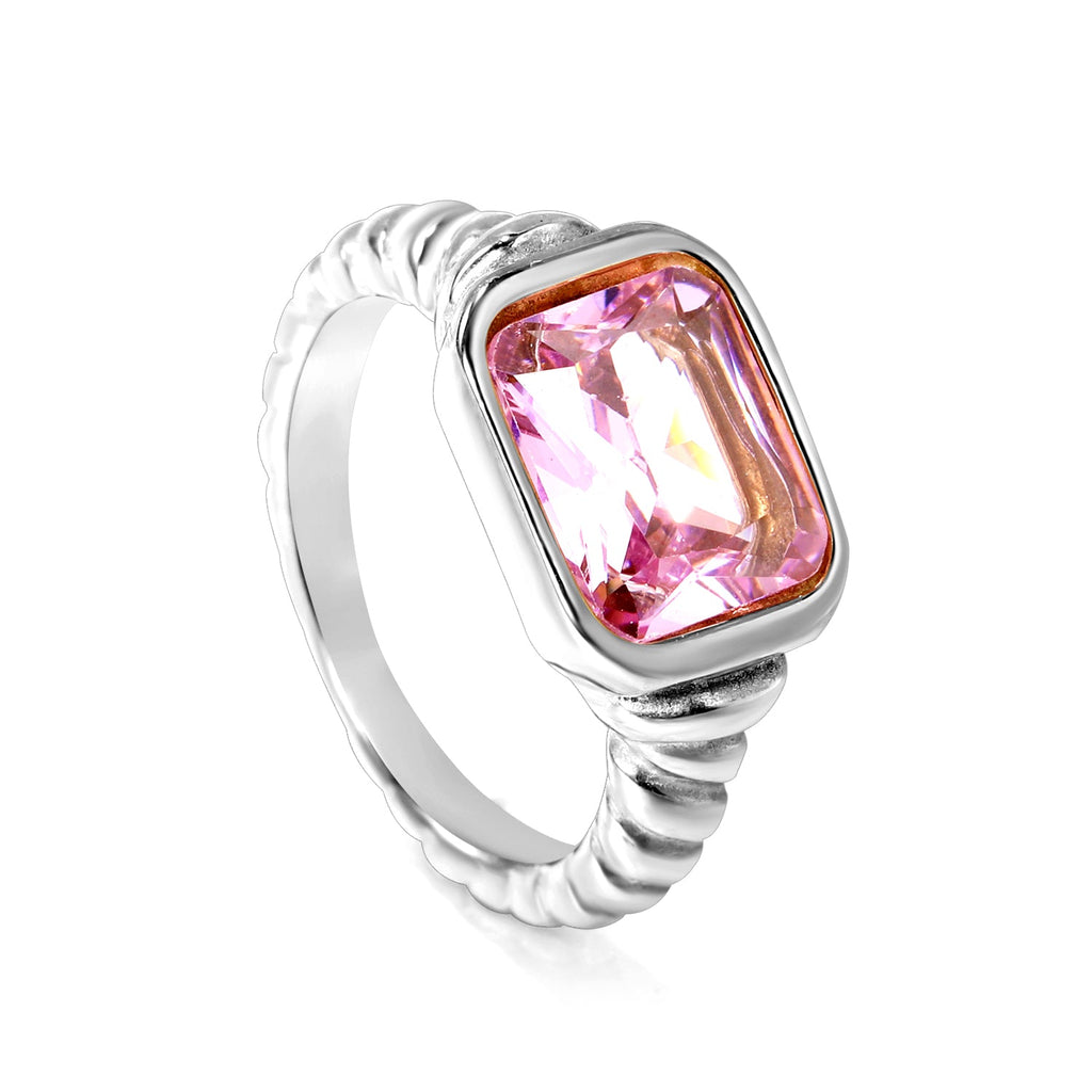 Oversized roze diamanten ring met schroefdraad