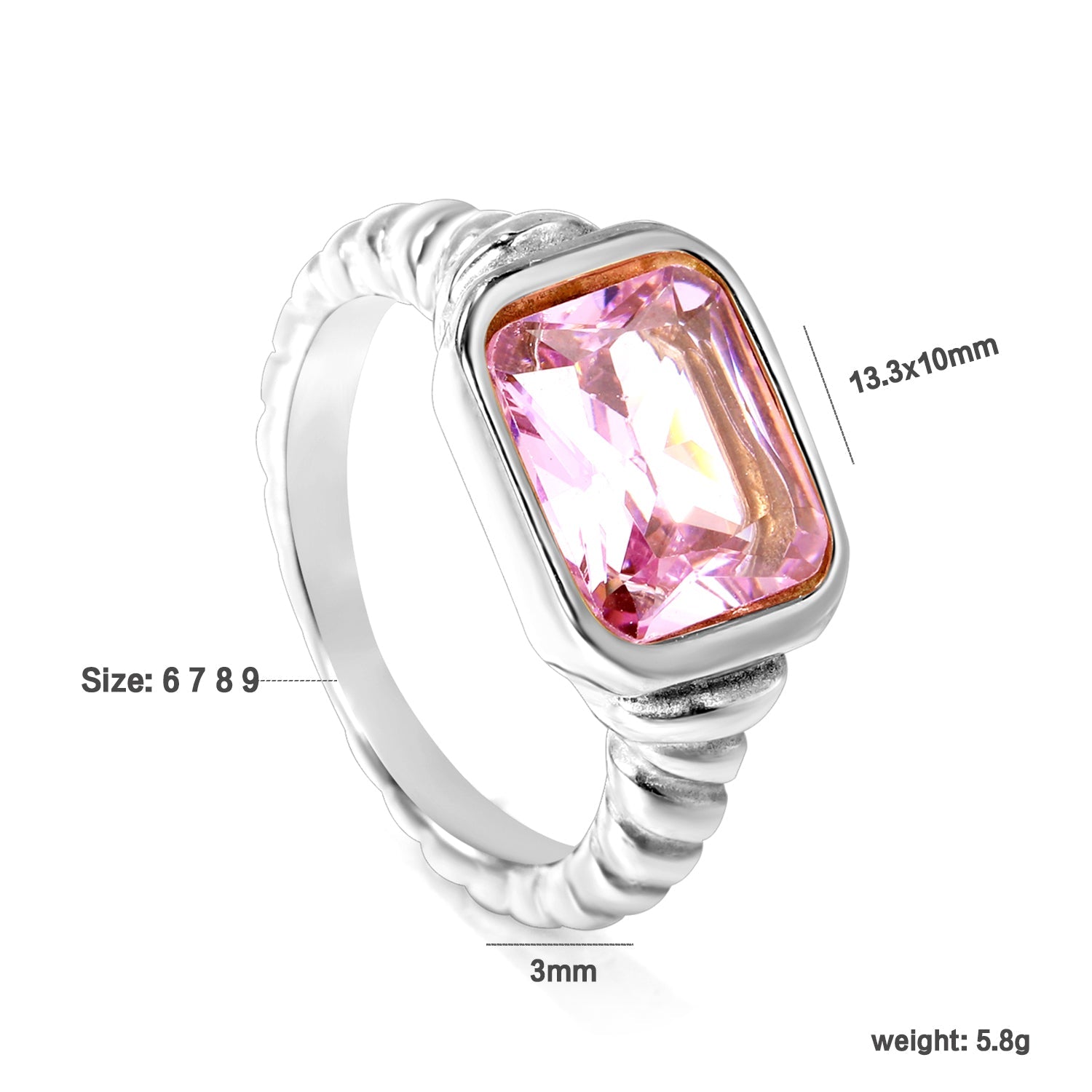 Oversized roze diamanten ring met schroefdraad