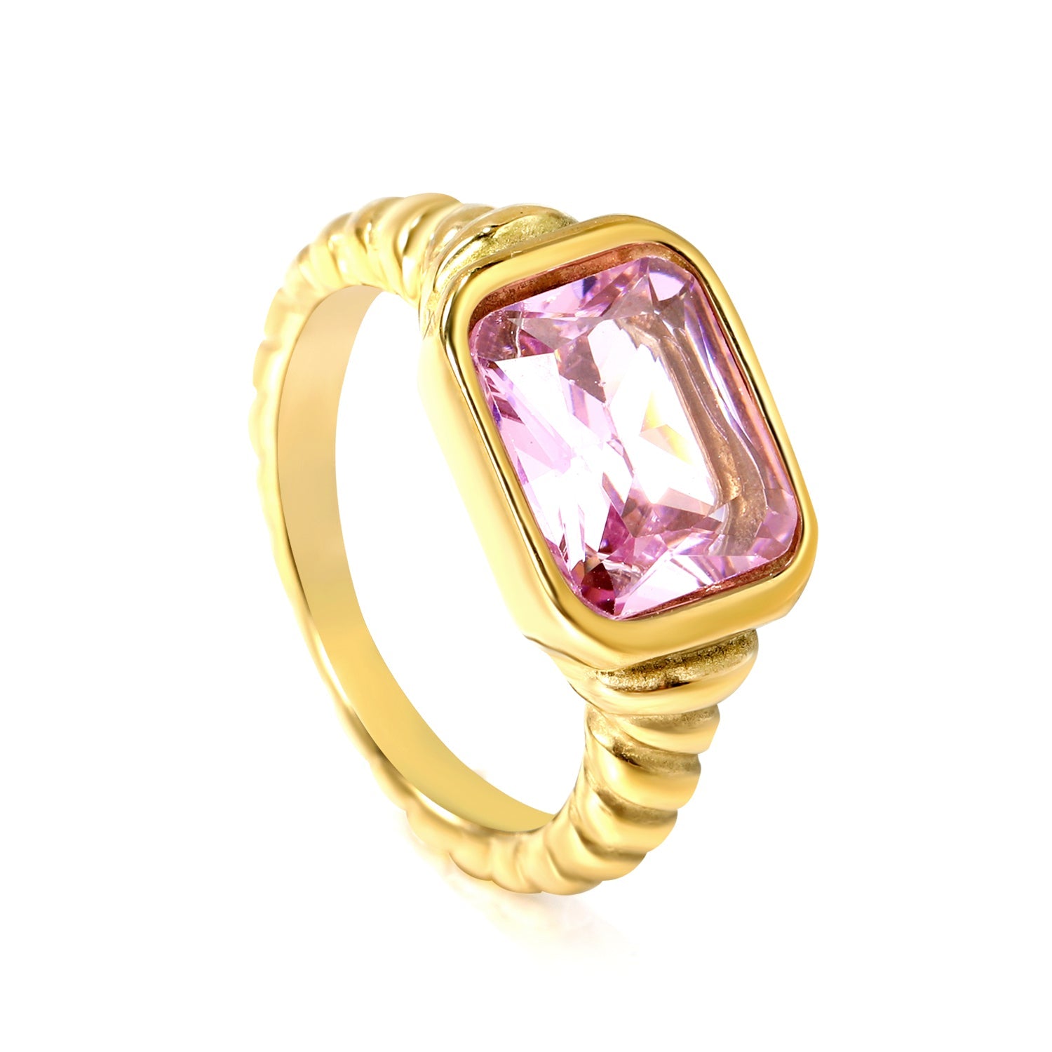 Oversized roze diamanten ring met schroefdraad