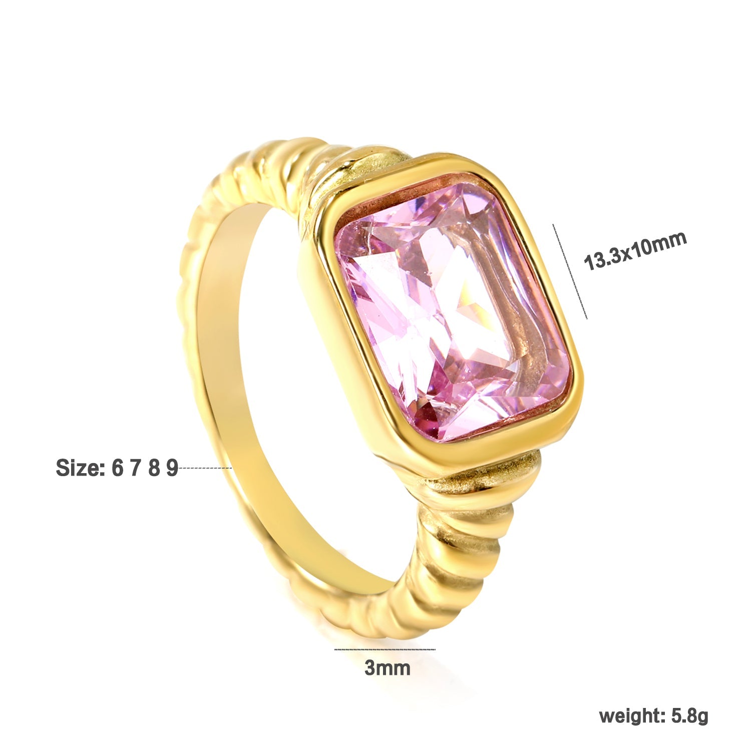 Oversized roze diamanten ring met schroefdraad
