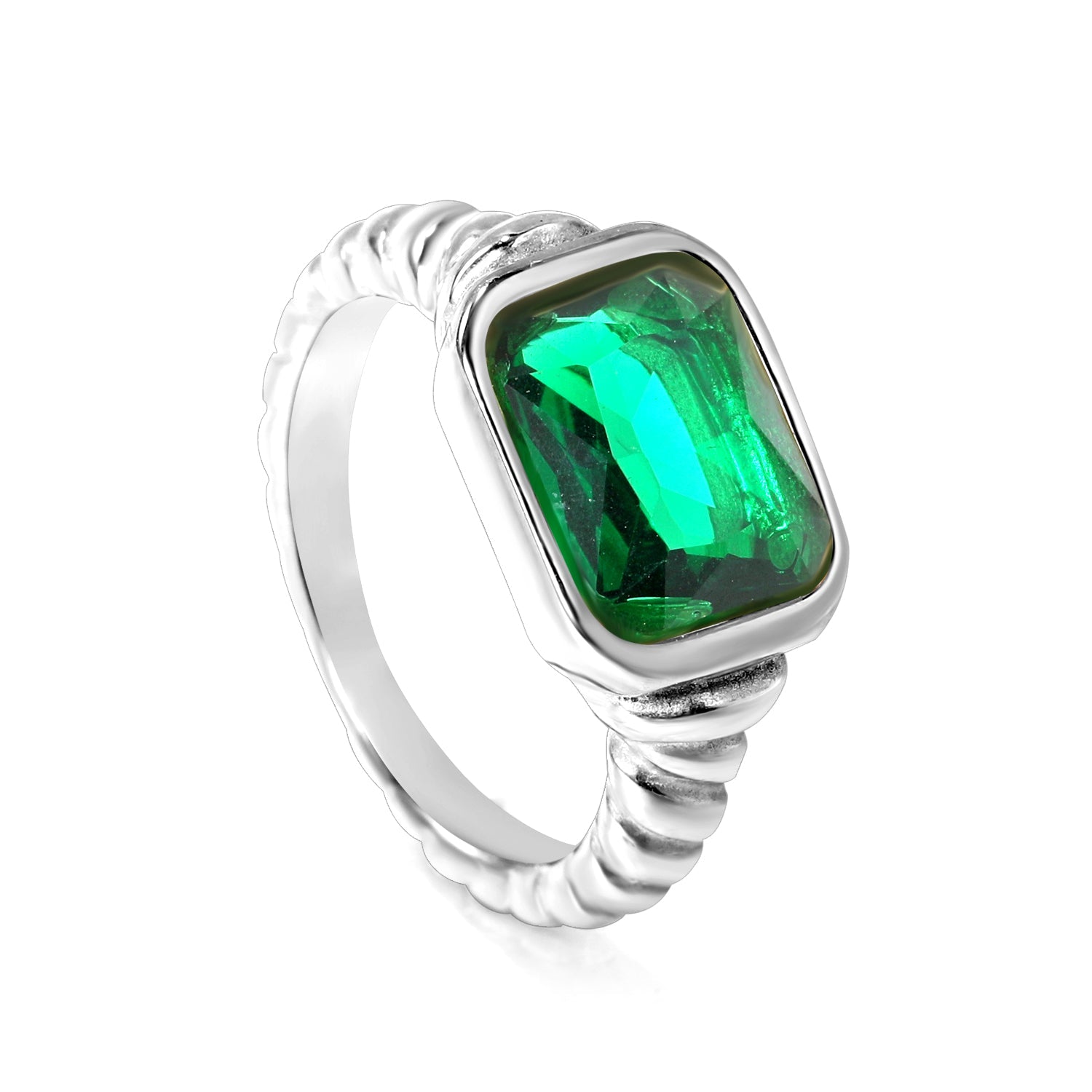 Oversized groene diamant-schroefbandring