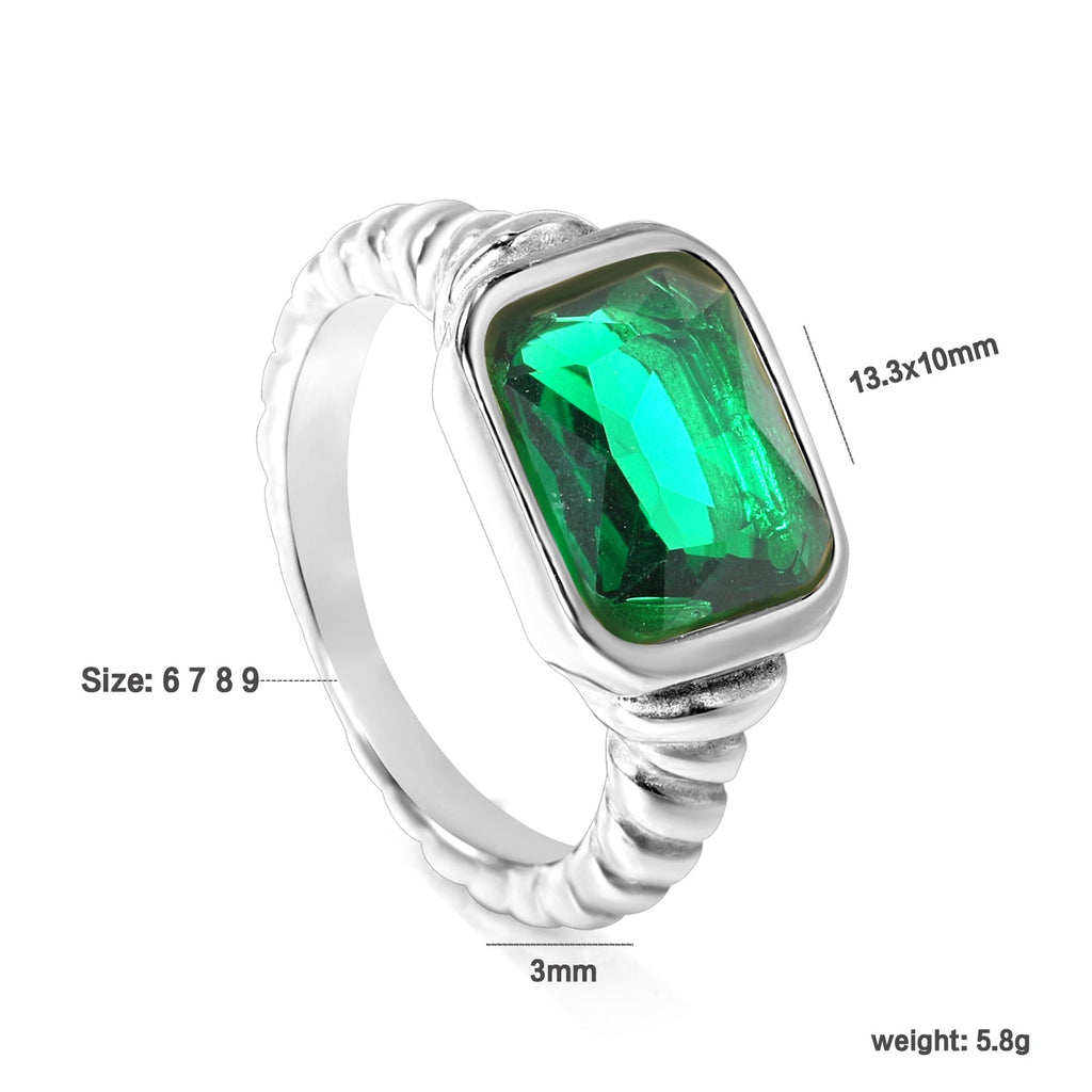 Oversized groene diamant-schroefbandring