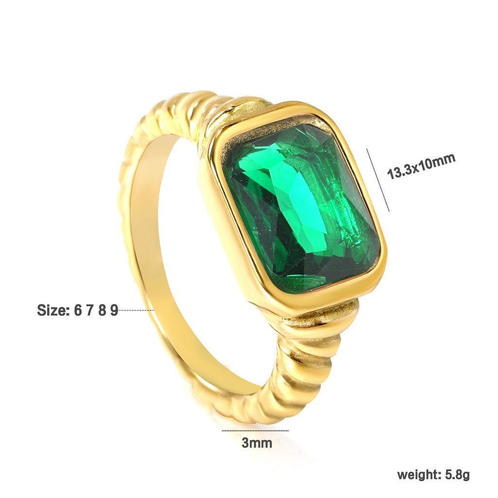Oversized groene diamant-schroefbandring