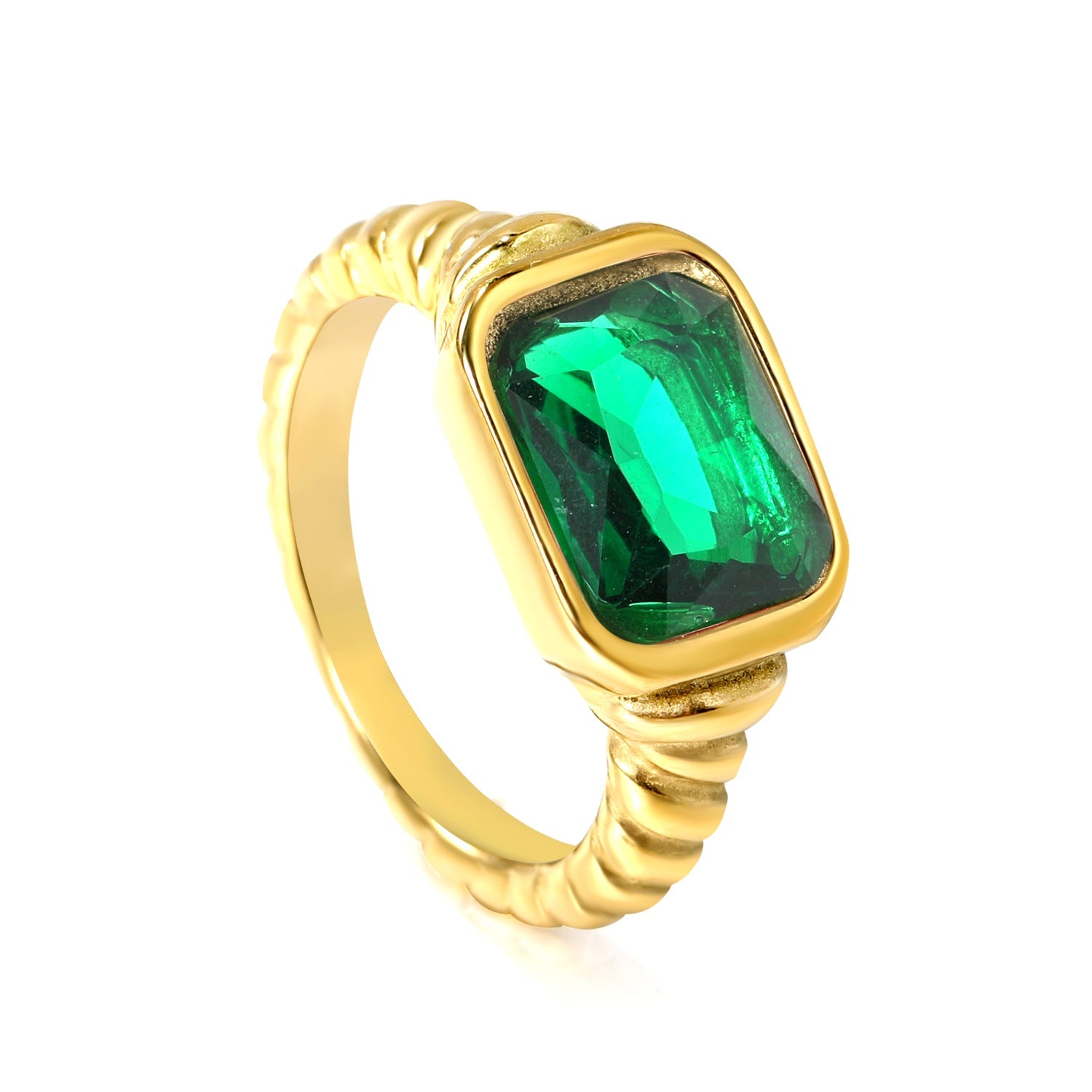 Oversized groene diamant-schroefbandring