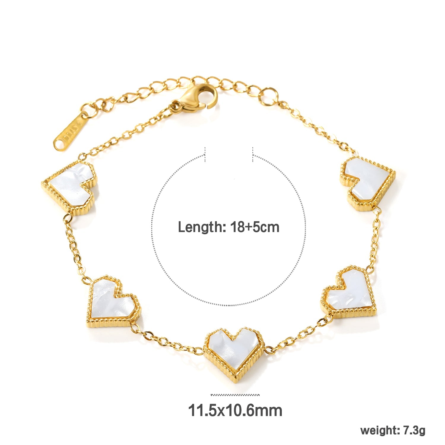 Hartvormige armband van acryl en schelp