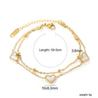 Chaîne à main double en coquillage blanc en forme de cœur