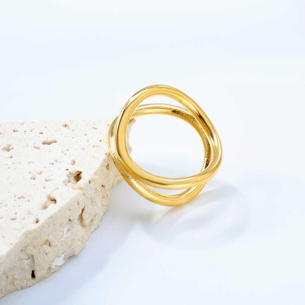 Dubbele cirkel statement ring