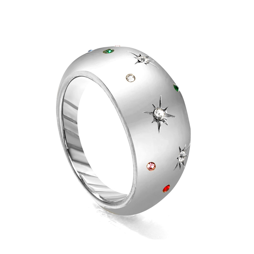 Overdreven gemengde kleur diamanten ring