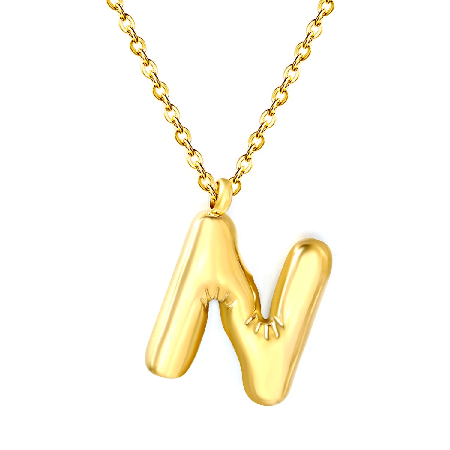 Bubble Letter Initial Necklace