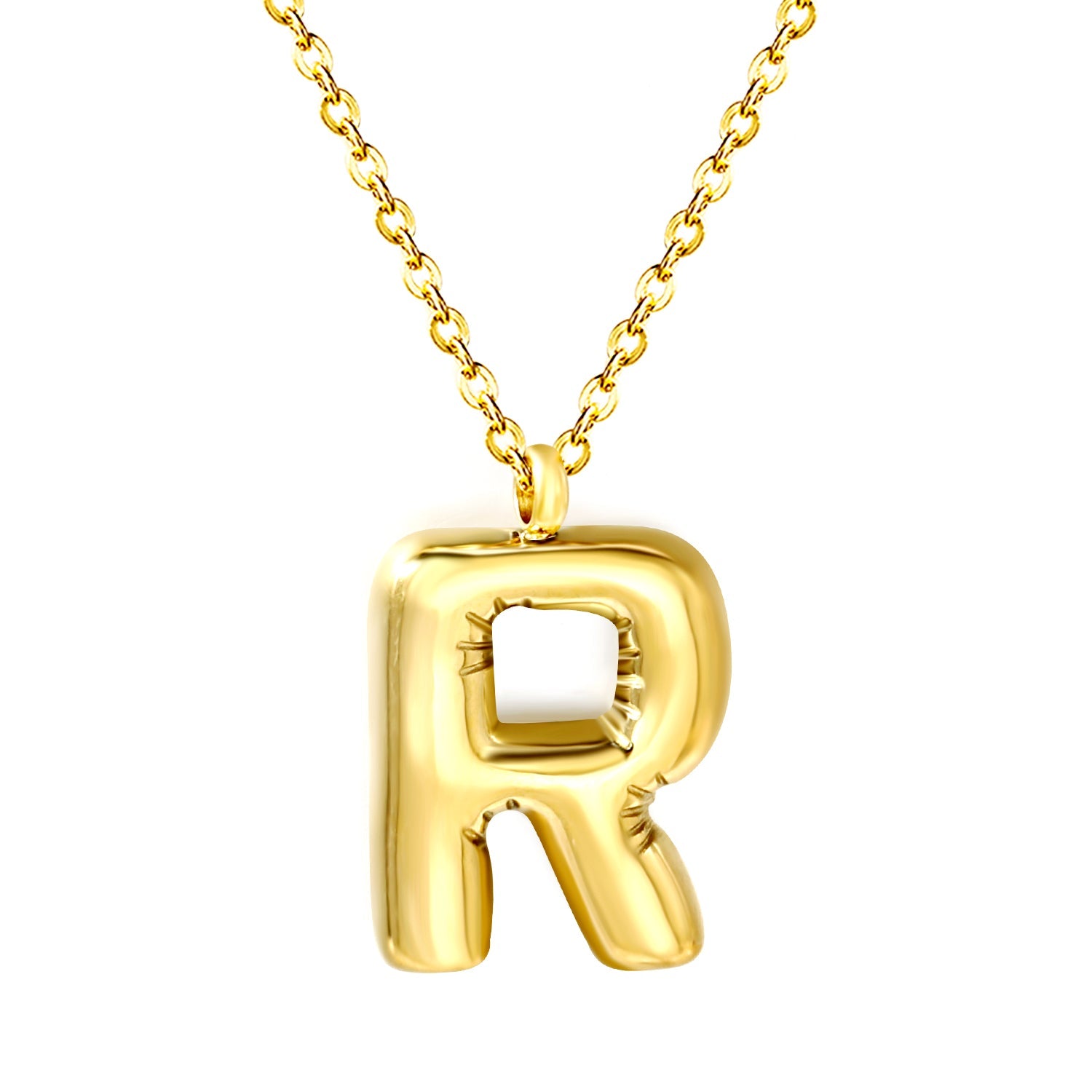 Bubble Letter Initial Necklace