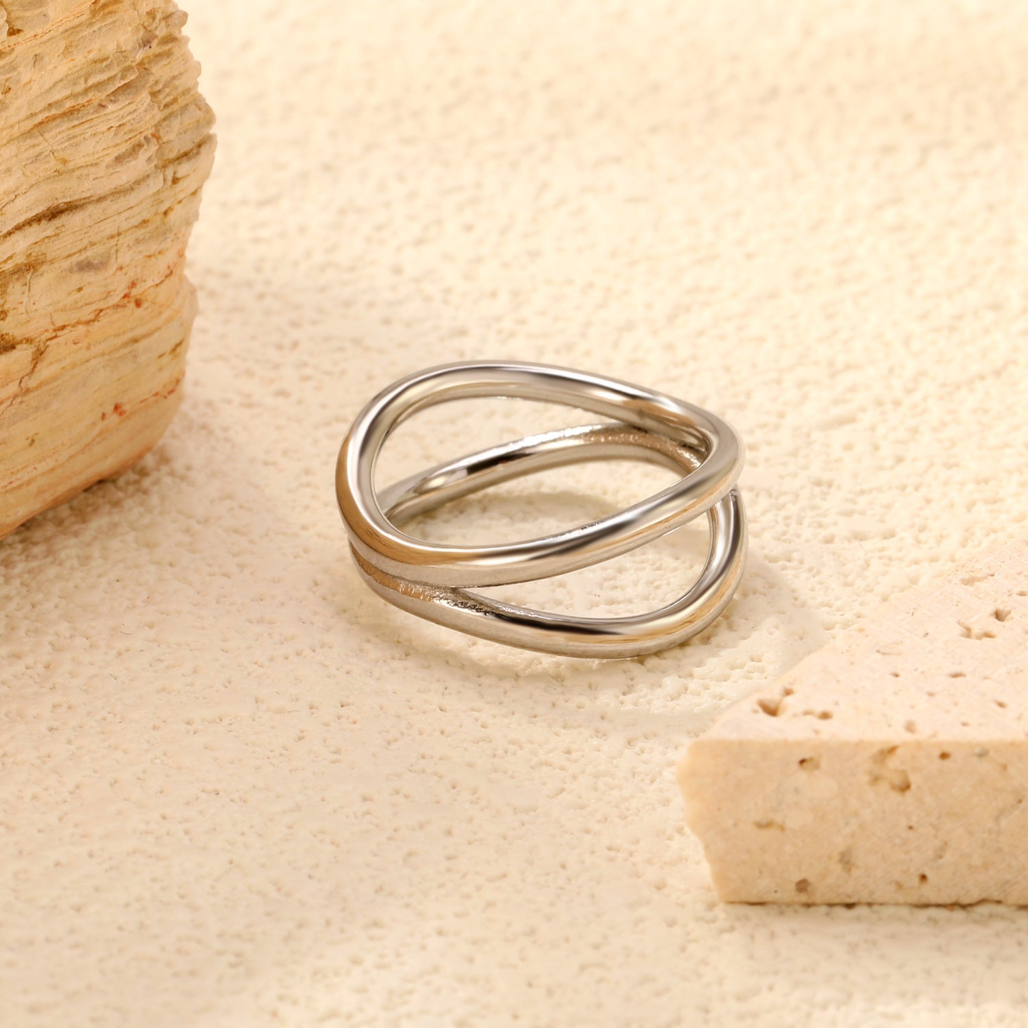 Dubbele cirkel statement ring